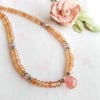 Tangerine and Strawberry Pink Jade Necklace