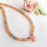 Image 4 of Tangerine and Strawberry Pink Jade Necklace