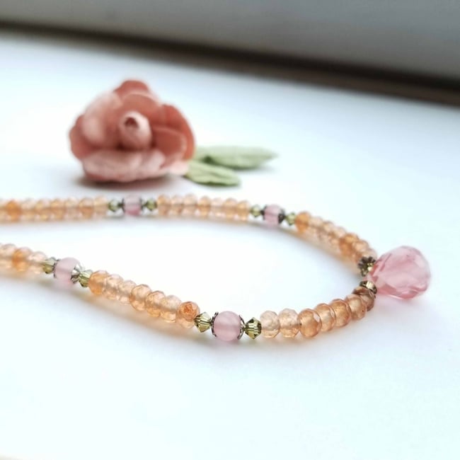 Tangerine and Strawberry Pink Jade Necklace