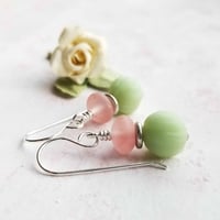 Image 3 of Pink and Green Watermelon Sorbet Earrings