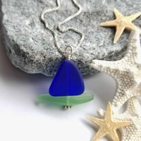 Image 1 of Sailing In To Summer Necklace (Cobalt + Peridot Small Sailboat)