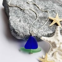 Image 2 of Sailing In To Summer Necklace (Cobalt + Peridot Small Sailboat)