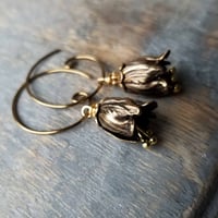 Image 4 of Antique Bronze Bell Flower Earrings