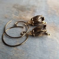 Image 1 of Antique Bronze Bell Flower Earrings
