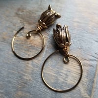 Image 5 of Antique Bronze Bell Flower Earrings