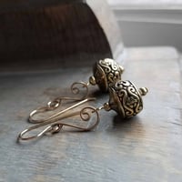 Image 2 of Elegant Textured Gold Rondelle Earrings