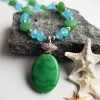 Image 1 of Tahitian Tropics Necklace – Kelly Green and Aqua