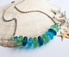 Seaside Sea Glass Disc Necklace – Teal, Peridot, + Aqua