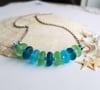 Seaside Sea Glass Disc Necklace – Teal, Peridot, + Aqua