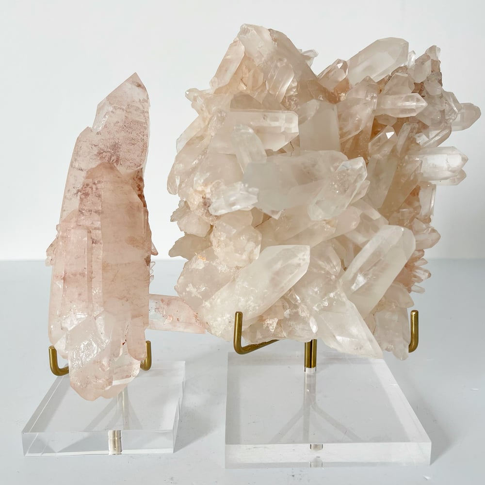 Image of Pink Quartz no.56 + Lucite and Brass Stand