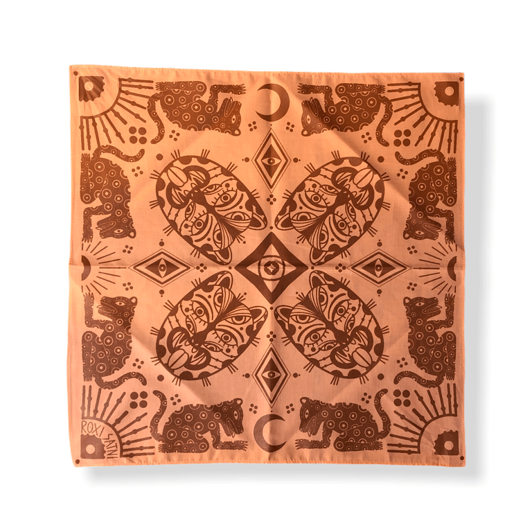 Bandanna  “Ocelotl, the moon and the sun”  Peachy, small