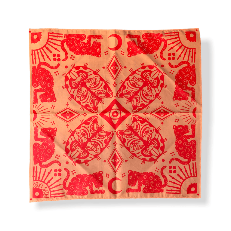 Bandanna  “Ocelotl, the moon and the sun”  Durazno ácido,  small 