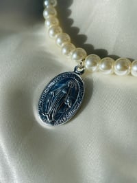 Image 3 of Miraculous Medal (Silver) Pearl Necklace