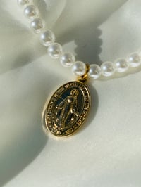 Image 3 of Miraculous Medal (Gold) Pearl Necklace