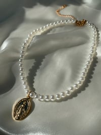 Image 1 of Miraculous Medal (Gold) Pearl Necklace