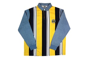 Image of Cross Colours - L/S Rugby Shirt - Yellow/Navy Stripe