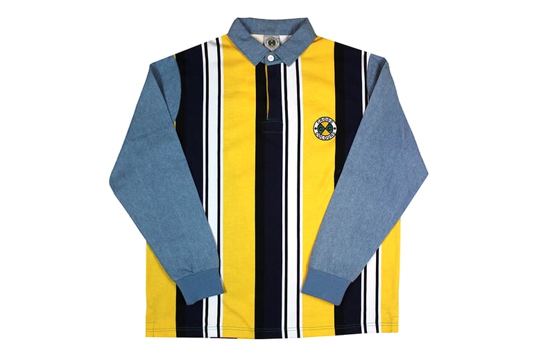 Image of Cross Colours - L/S Rugby Shirt - Yellow/Navy Stripe