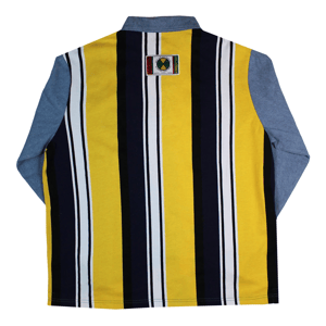 Image of Cross Colours - L/S Rugby Shirt - Yellow/Navy Stripe