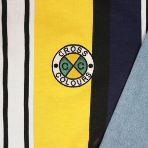 Image of Cross Colours - L/S Rugby Shirt - Yellow/Navy Stripe