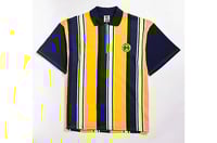 Image 1 of Cross Colours - Zip Neck Short Sleeve Rugby - Yellow/Navy Stripe