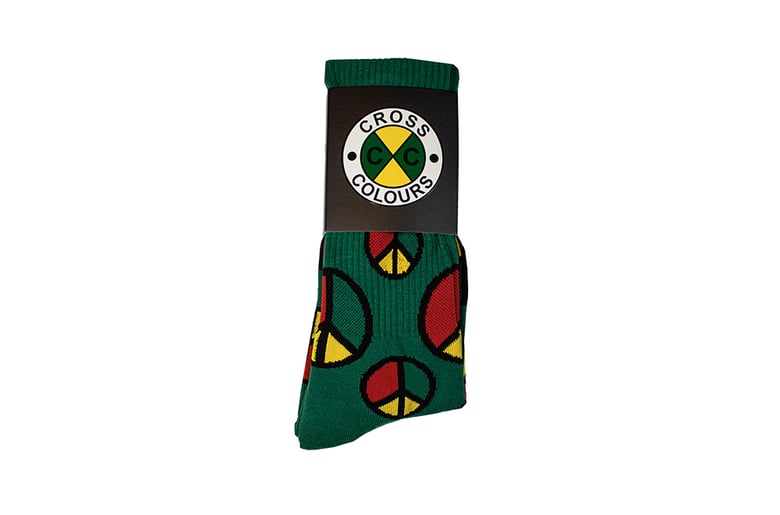 Image of Cross Colours - Peace In The Hood Crew Socks - Green