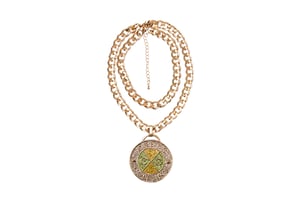 Image of Cross Colours - Crystal Medallion - Yellow/Green
