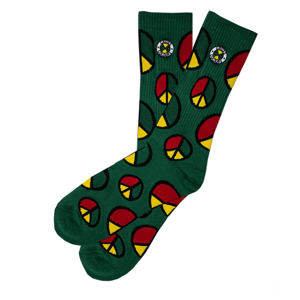 Image of Cross Colours - Peace In The Hood Crew Socks - Green