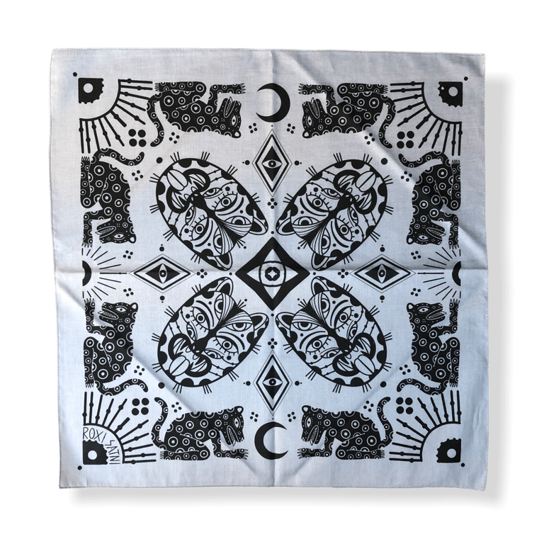 Bandanna  “Ocelotl, the moon and the sun” Gray