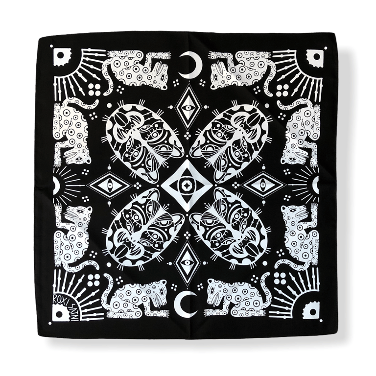 Bandanna  “Ocelotl the moon and the sun”  Black 