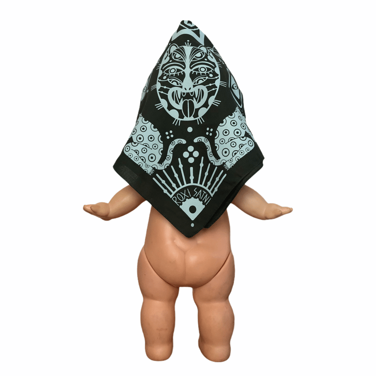 Bandanna “Ocelotl, the moon and the sun” sage Image 5