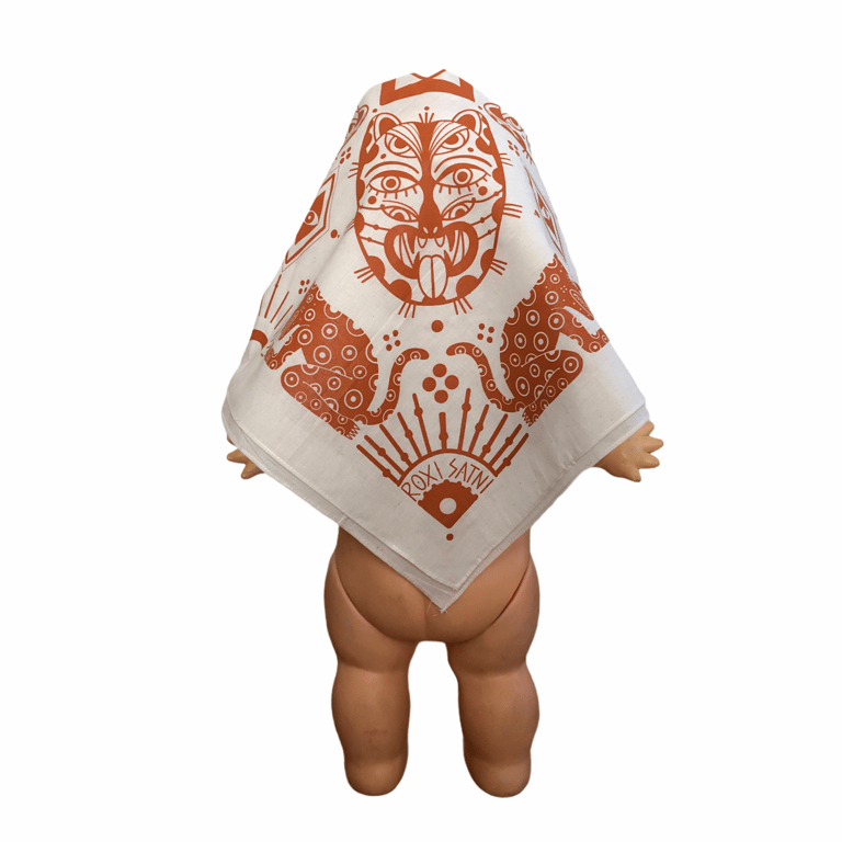 Bandanna “Ocelotl, the moon and the sun” burnt orange Image 4