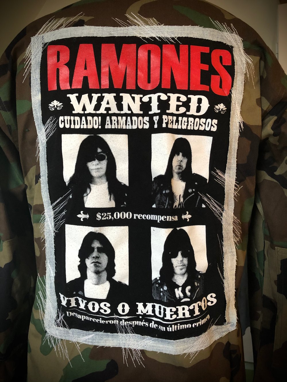 “Wanted: The Ramones Adios Amigos” UPcycled Army Jacket/Shirt