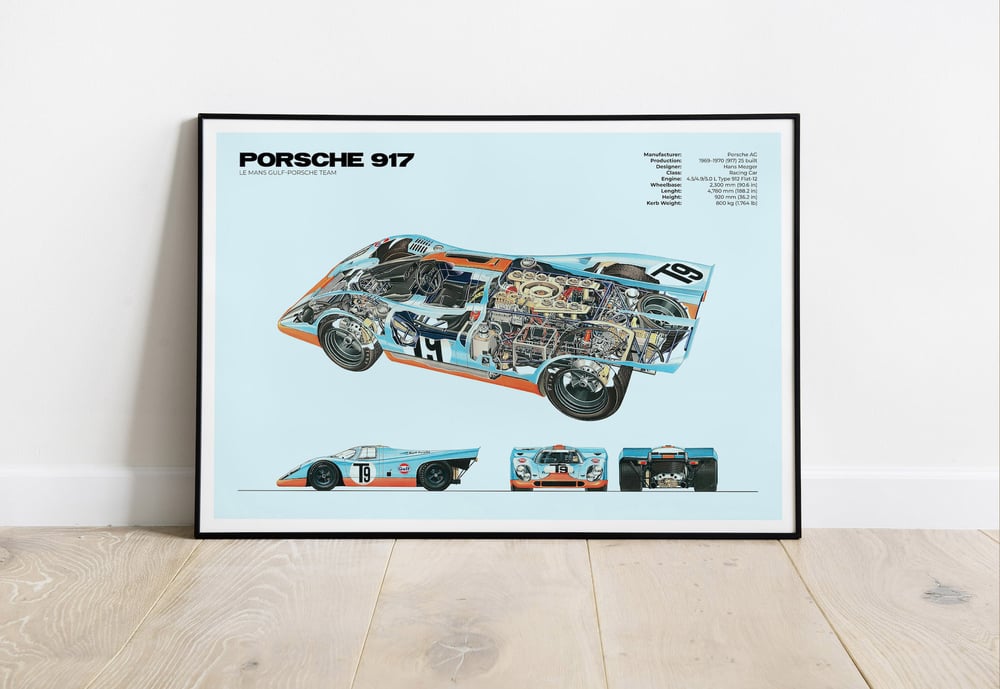 Porsche 917 - Le Mans Race Gulf Livery Car Poster