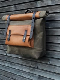 Image 3 of Saddle bag in waxed canvas leather Super73 E-bike bag Motorcycle bag Bicycle bag in waxed canvas and