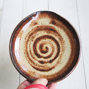 Image of Large Rustic Brown Spoon Rest, Handmade Pottery Spoon Holder, Made in USA