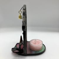 Image 4 of Iridescent Blue Stained Glass Fairy Door Candle Holder 