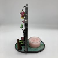 Image 4 of Aqua Stained Glass Fairy Door Candle Holder 
