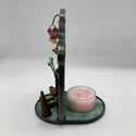 Aqua Stained Glass Fairy Door Candle Holder 