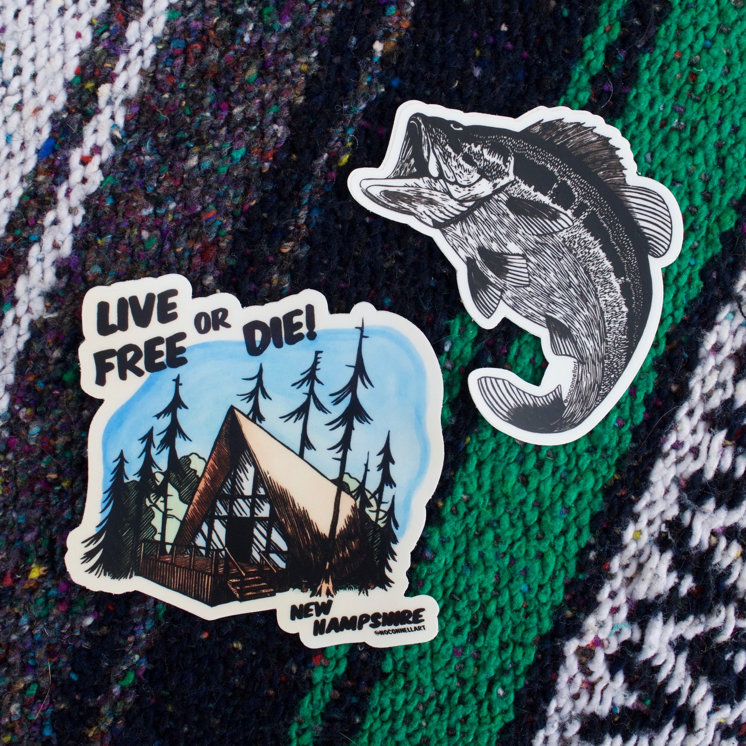 New Hampshire Live Free or Die Sticker and Bass Sticker