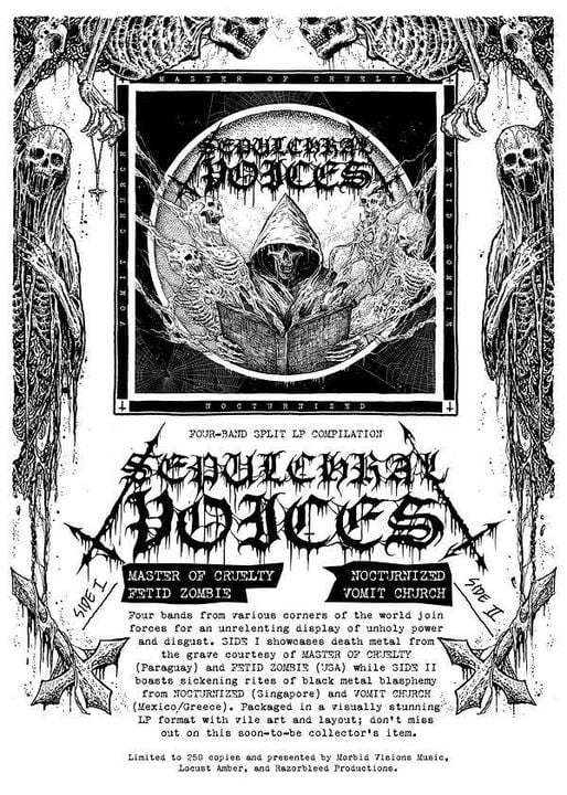 SEPULCHRAL VOICES 4way split vinyl (RB17) MASTER OF CRUELTY, NOCTURNIZED, FETID ZOMBIE, VOMIT CHURCH