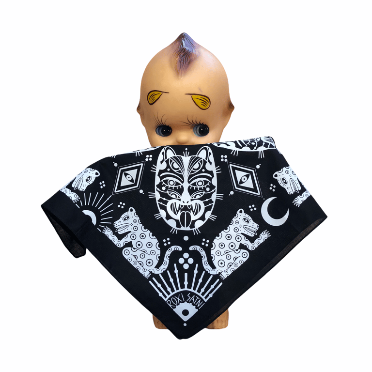 Bandanna “Ocelotl the moon and the sun” Black Image 3