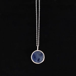Image of Sodalite flat round cut silver necklace