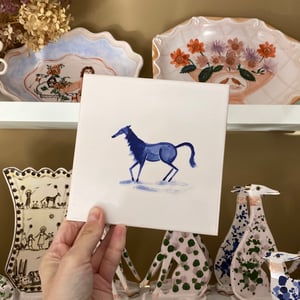 Image of Single Horse Cobalt Tile