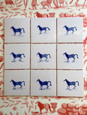 Single Horse Cobalt Tile