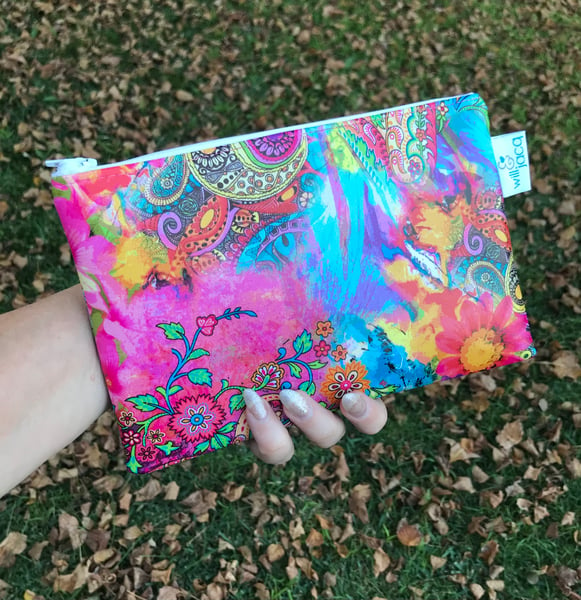 Image of Vinyl Zipper Pouch/Pencil Case - Small -Pink psychedelics 