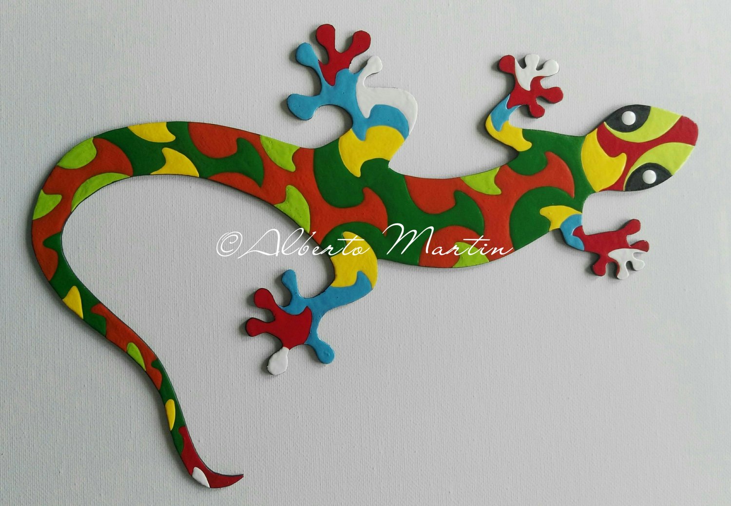 Image of Lizard - Gecko 4/ dot art mdf/ handpainted/ Gift ideas/ by Alberto Martin