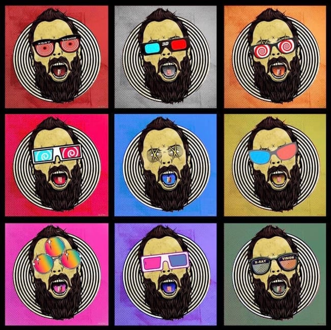 “Telekinetic Dynamite” blotter art by Alex Bush & Nicholas Scott Smith 