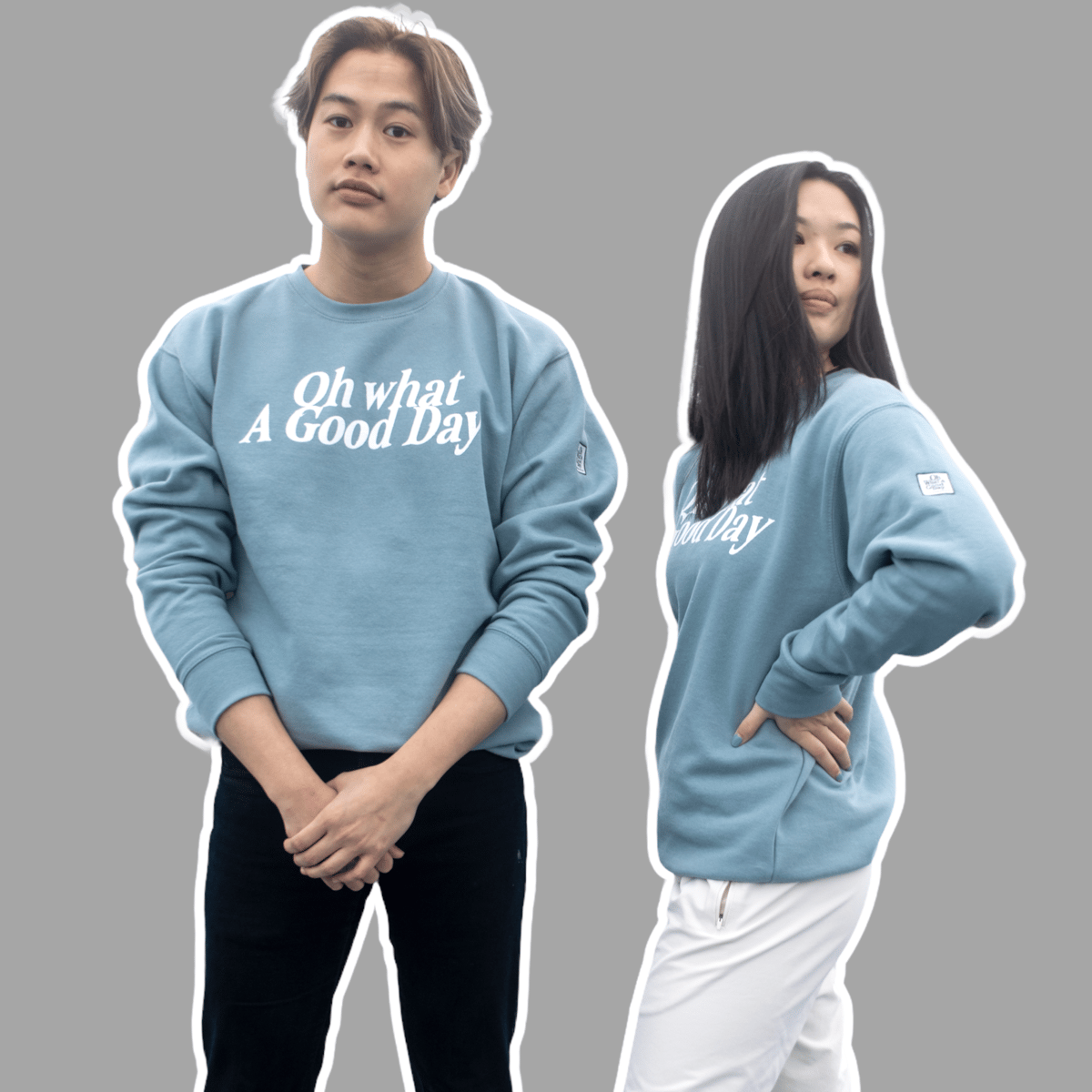 Image of Simple logo crewneck sweatshirt(Baby Blue)