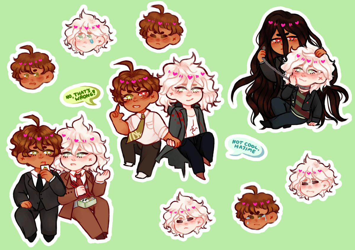 KamuKomaHina Sticker Sheets (Danganronpa) | meshimeow