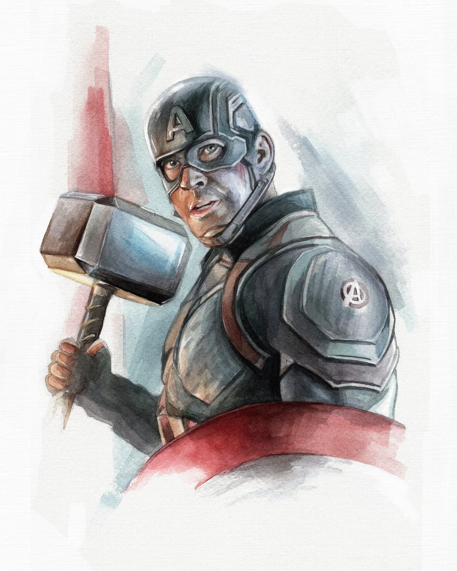 Image of Captain America with Mjolnir